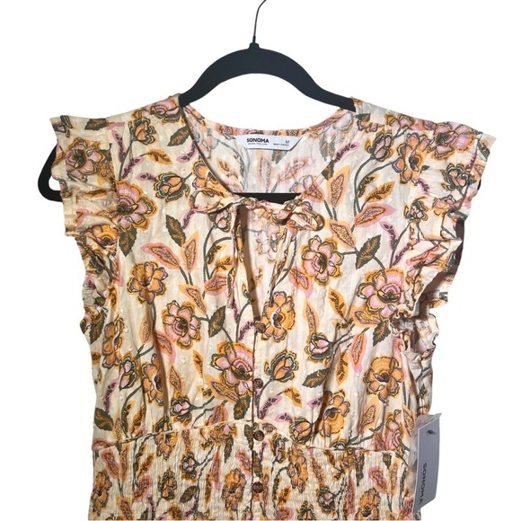 Sonoma Goods For Life Ruffle Sleeve Smocked Maxi Dress NWT Medium - Picture 3 of 9